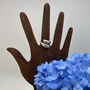 Sterling Silver Modernist Bypass Ring Size 7.5 Minimalist 925 Wrap Ring